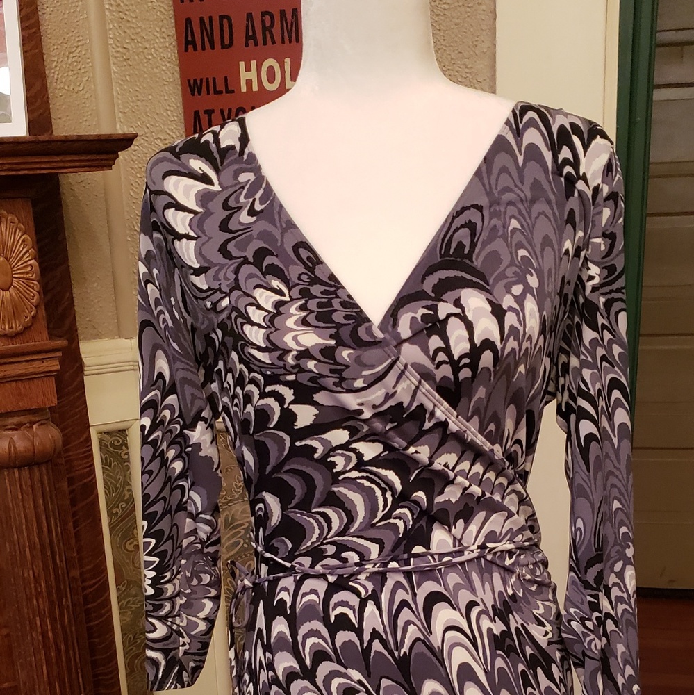 Beautiful black gray wrap front dress